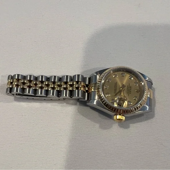 Vintage Rolex Oyster Perpetual Datejust 26mm Yellow Gold Steel Diamond - Picture 4 of 12